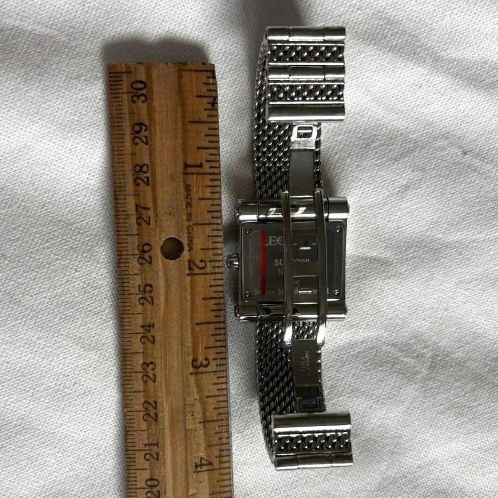 Leonard Swiss Screen Series Women Luxury Watch Rectangular Navy Blue Mesh Steel